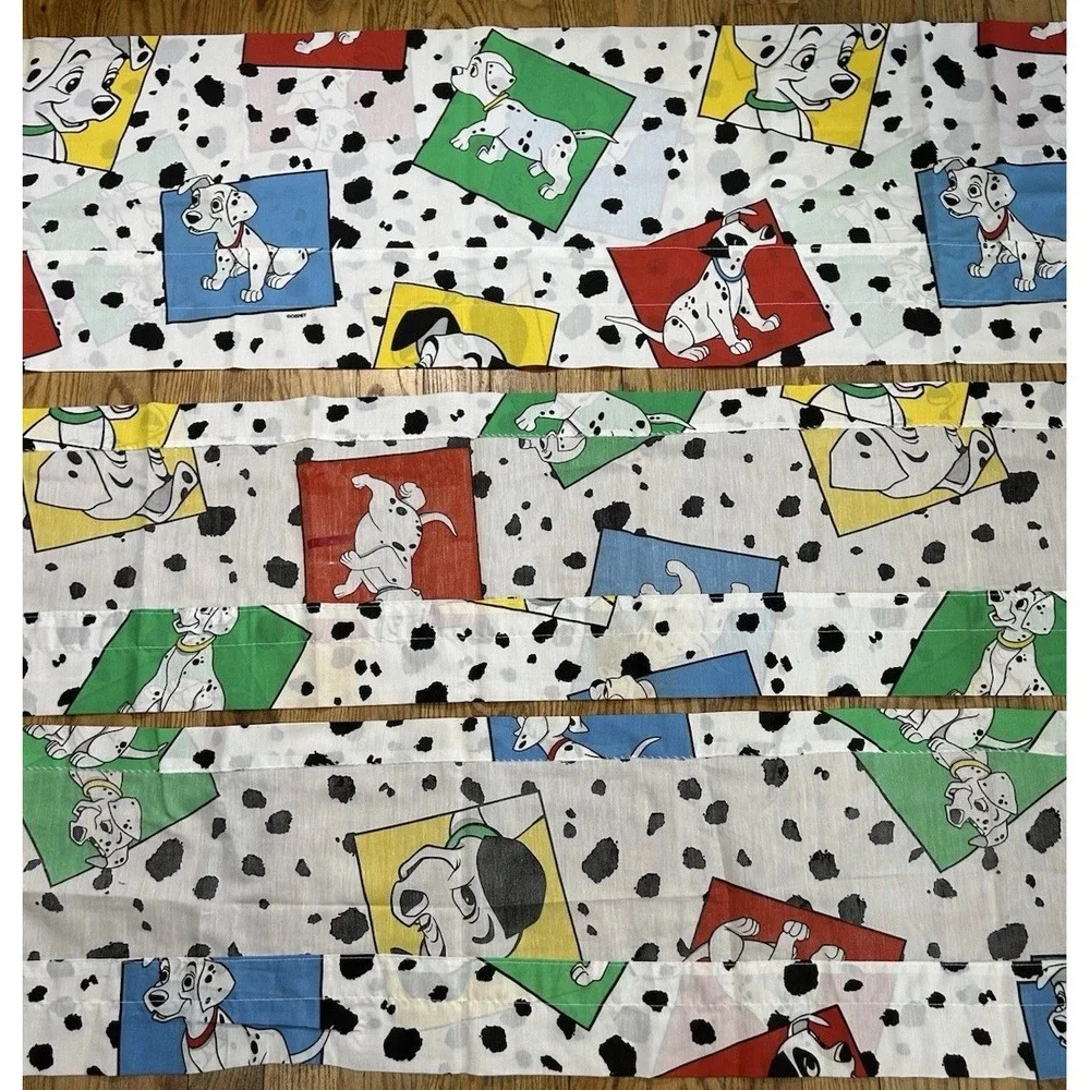 101 Dalmatians Unfinished Curtain Valances Unfinished Fabric Pieces Vintage 1993